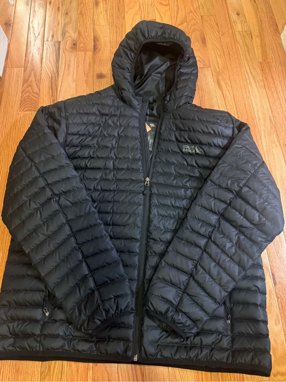 Eddie Bauer Men's Black Hooded Quilted Puffer Jacket